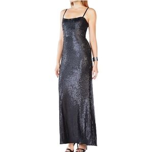 BCBGMAXAZRIA Black Sequin Prom Gown XS S | Formal Evening Dress Wedding Guest